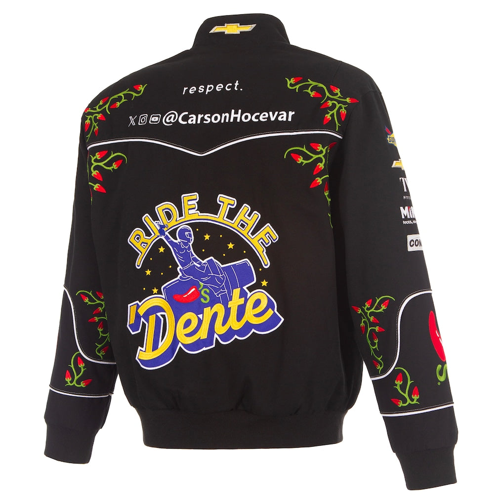 Men's Carson Hocevar Black 2026 Chili's Full-Snap Twill Racing Jacket