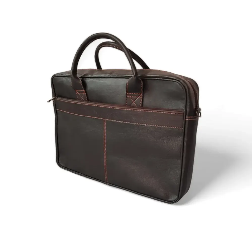Coffee Brown Goat Leather Laptop Bag messenger