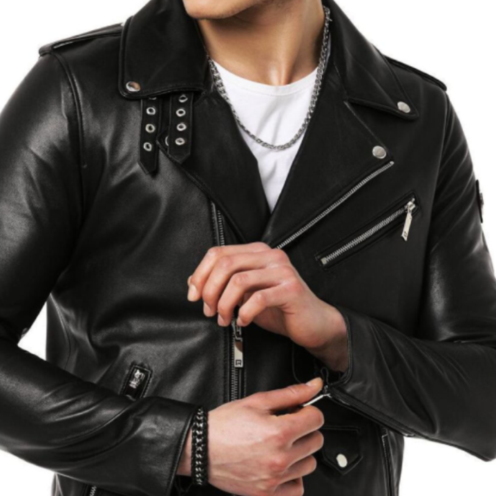 Leather Motorcycle Jacket For Mens