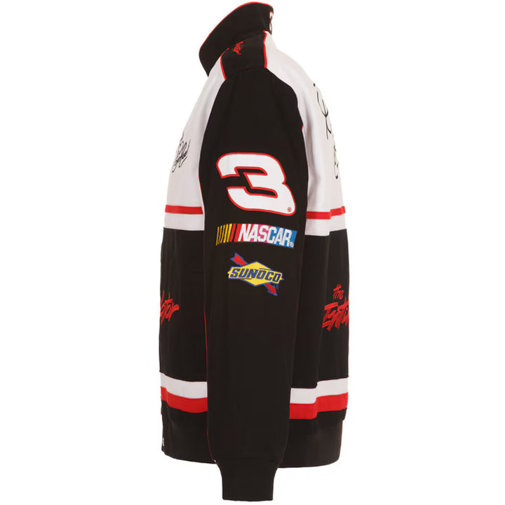 Men's Dale Earnhardt Black/White Twill Uniform Full-Snap Jacket