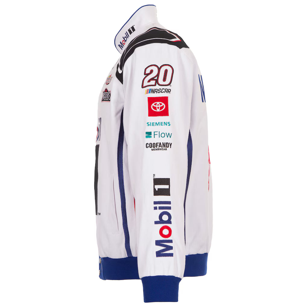 Men's Christopher Bell White 2026 Mobil 1 Full-Snap Twill Racing Jacket