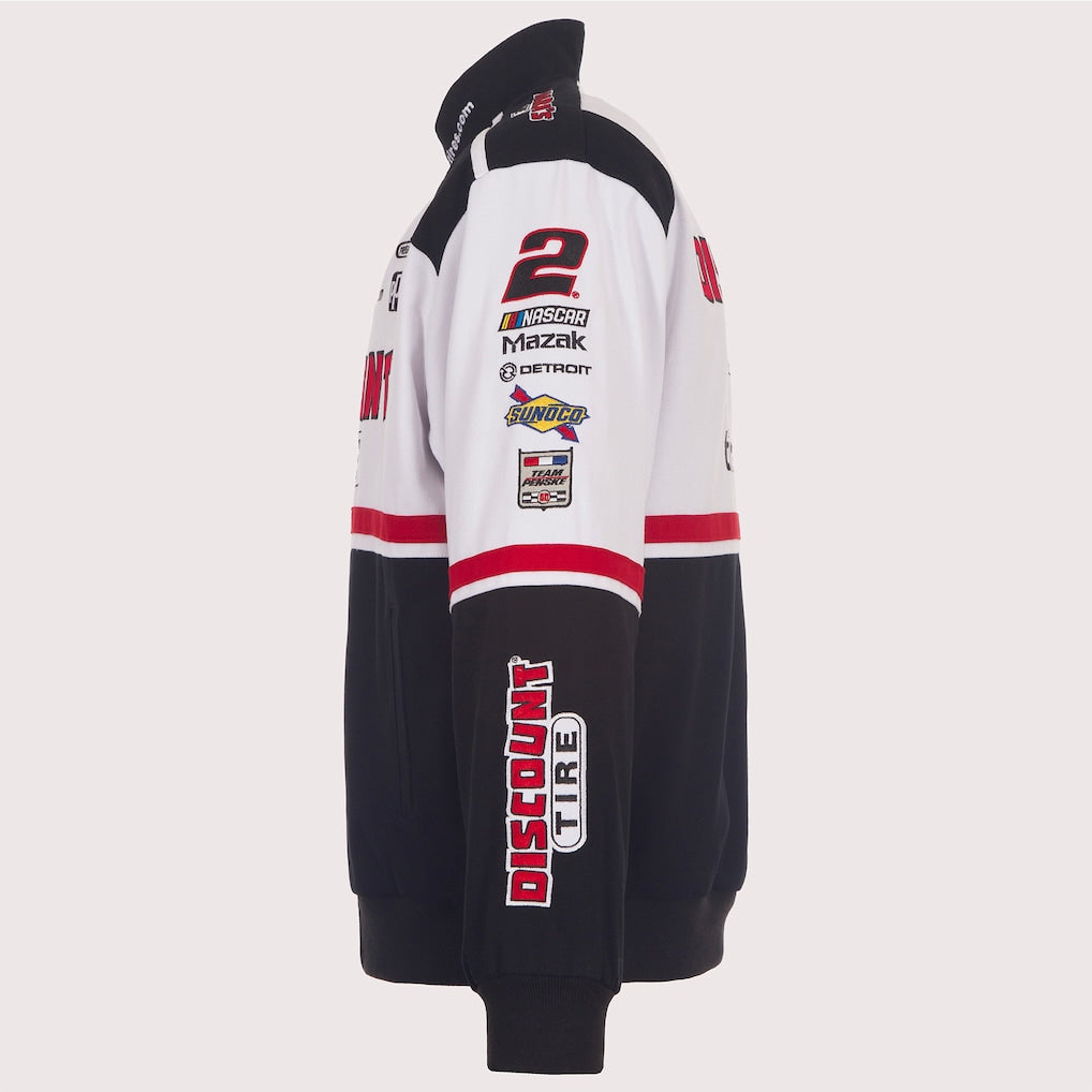 Men's Austin Cindric White/Black 2026 Discount Tire Full-Snap Twill Racing Jacket