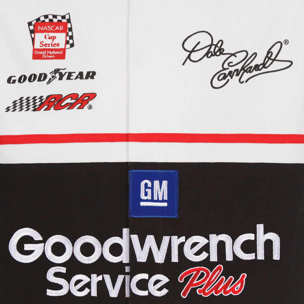 Men's Dale Earnhardt White/Black Goodwrench Twill Uniform Full-Snap Jacket