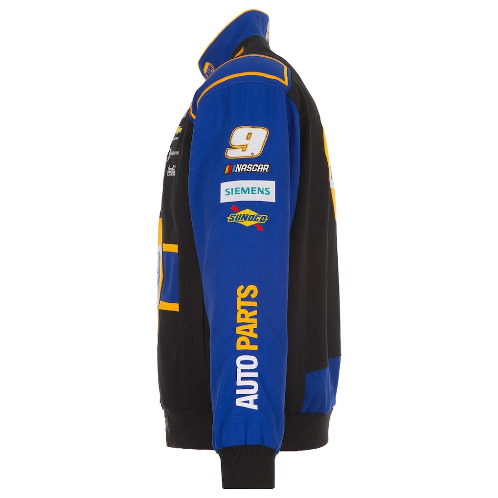 Men's Chase Elliott Black/Royal 2026 NAPA Full-Snap Twill Racing Jacket