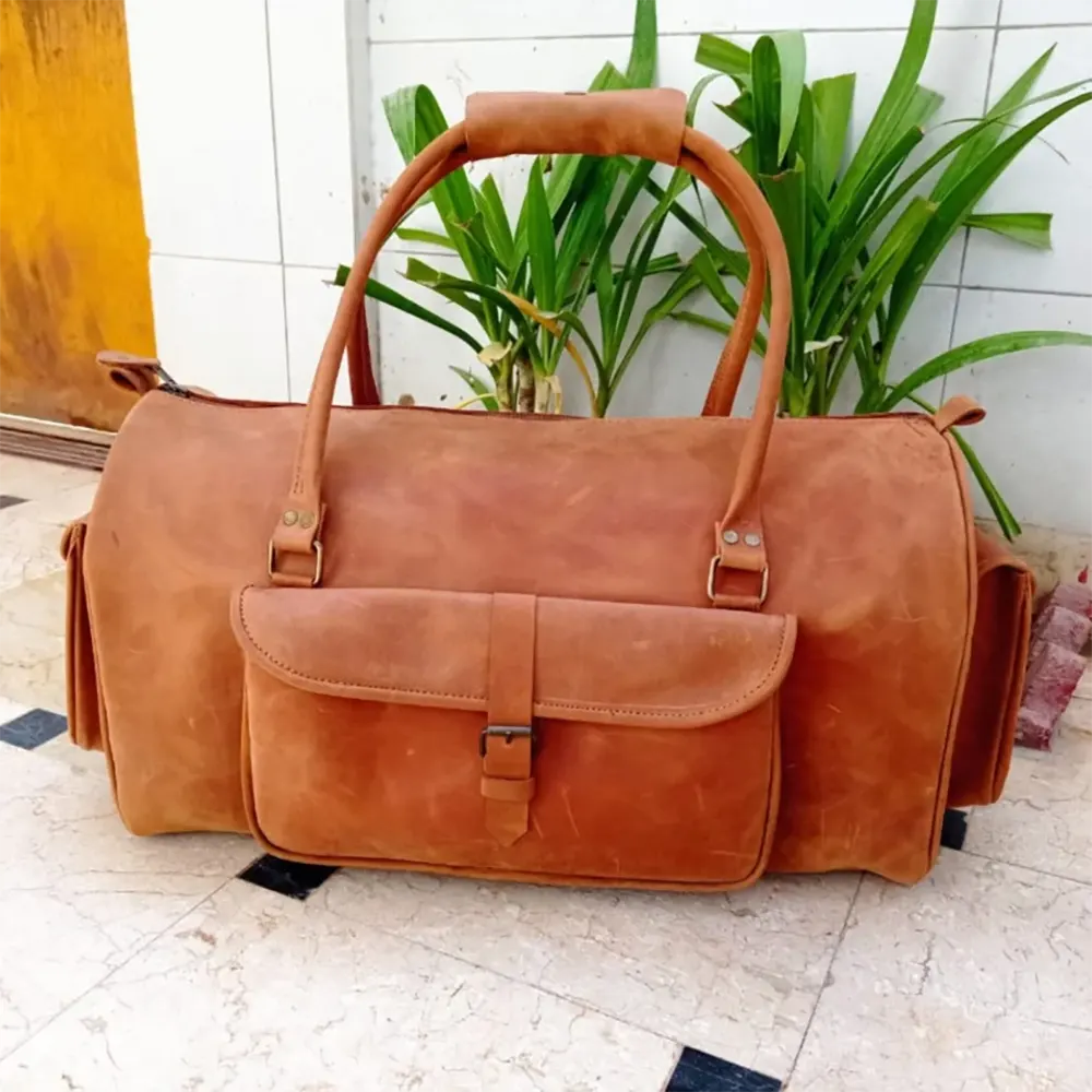 Shangrila Tan Leather Duffel Bag – Premium Men’s Travel & Gym Holdall