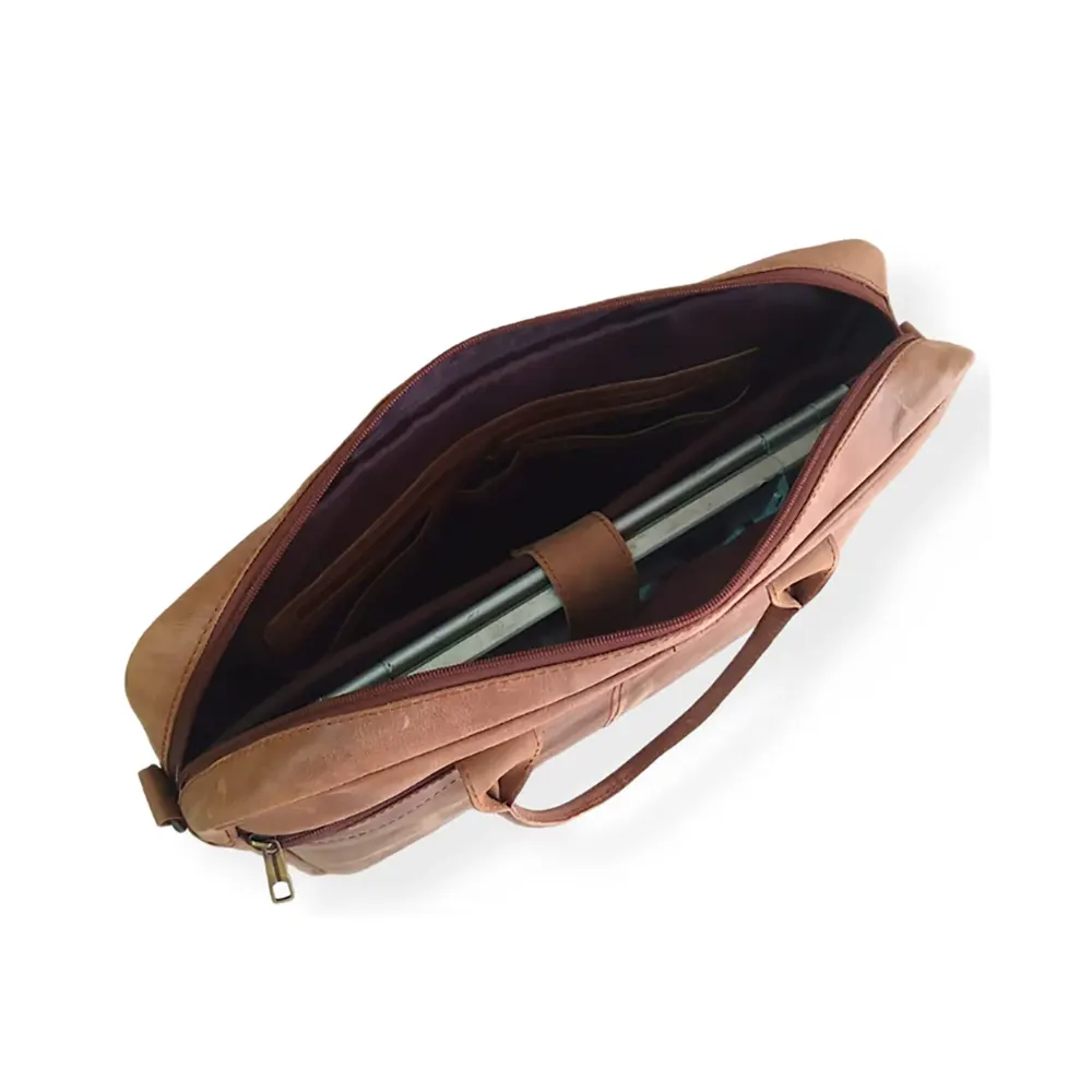 Tan Leather Laptop Bag for Men Handmade Messenger Bag
