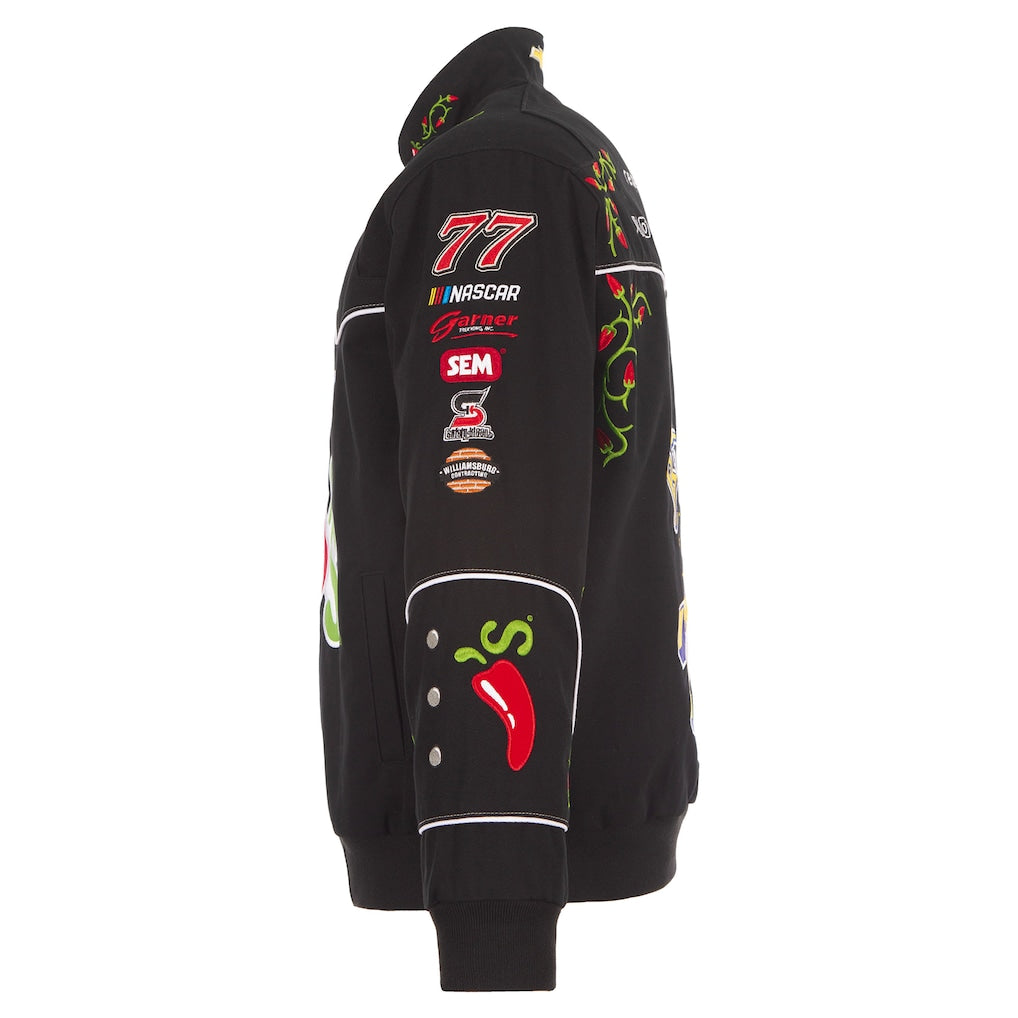 Men's Carson Hocevar Black 2026 Chili's Full-Snap Twill Racing Jacket