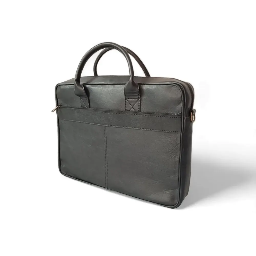 Black Leather Laptop Bag for Men Premium Messenger Work Bag