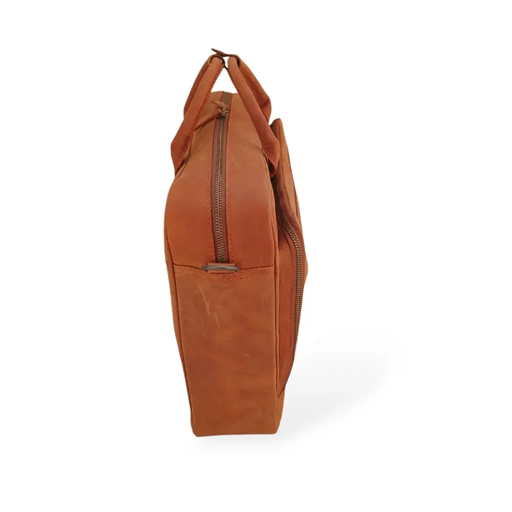 Light Brown Leather Laptop Bag Mustard Cowhide