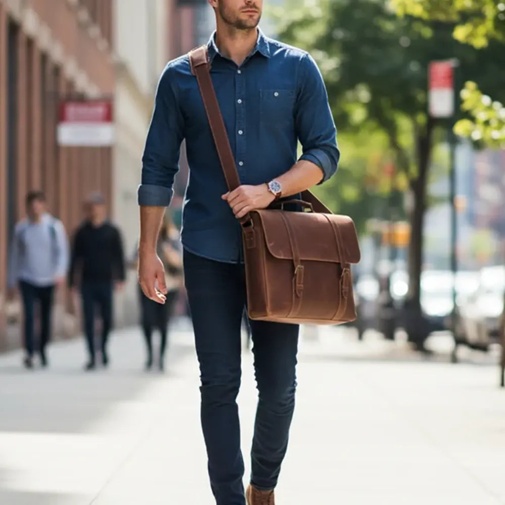 Leather Laptop Messenger Bag
