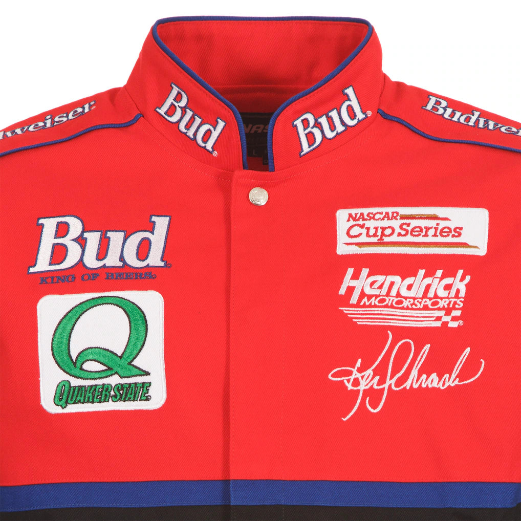 Men's Ken Schrader Black/Red Bud King of Beers Twill Driver Uniform Full-Snap Jacket