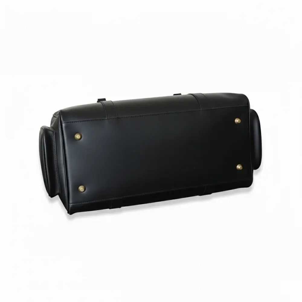 Premium Black Leather Duffel Bag Travel & Weekender Bag