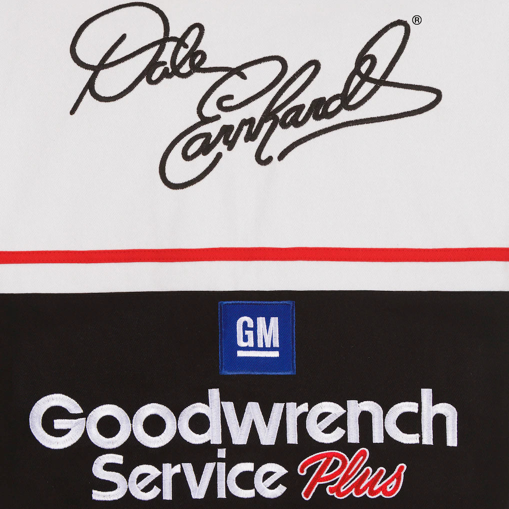 Men's Dale Earnhardt White/Black Goodwrench Twill Uniform Full-Snap Jacket
