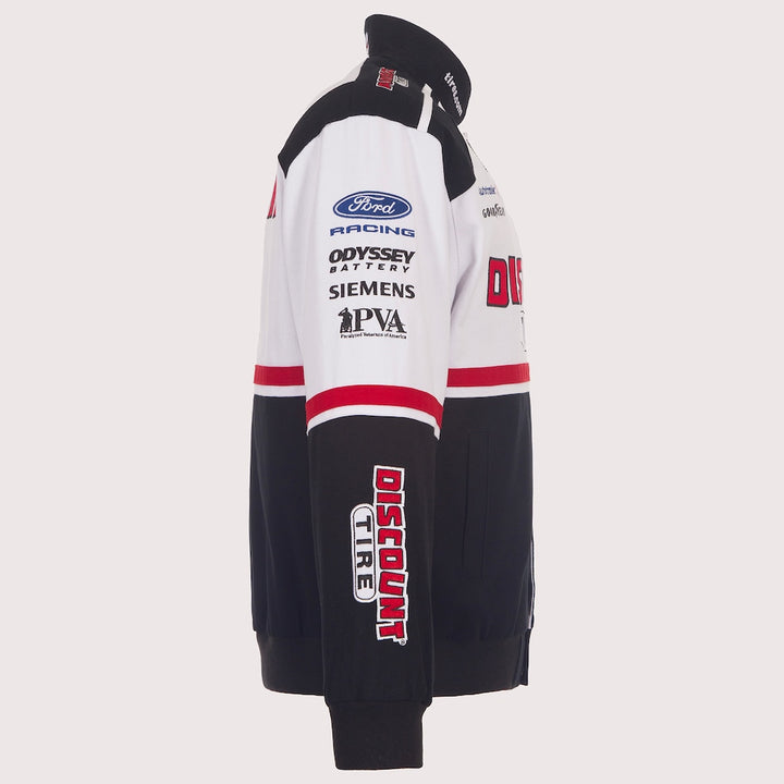 Men's Austin Cindric White/Black 2026 Discount Tire Full-Snap Twill Racing Jacket