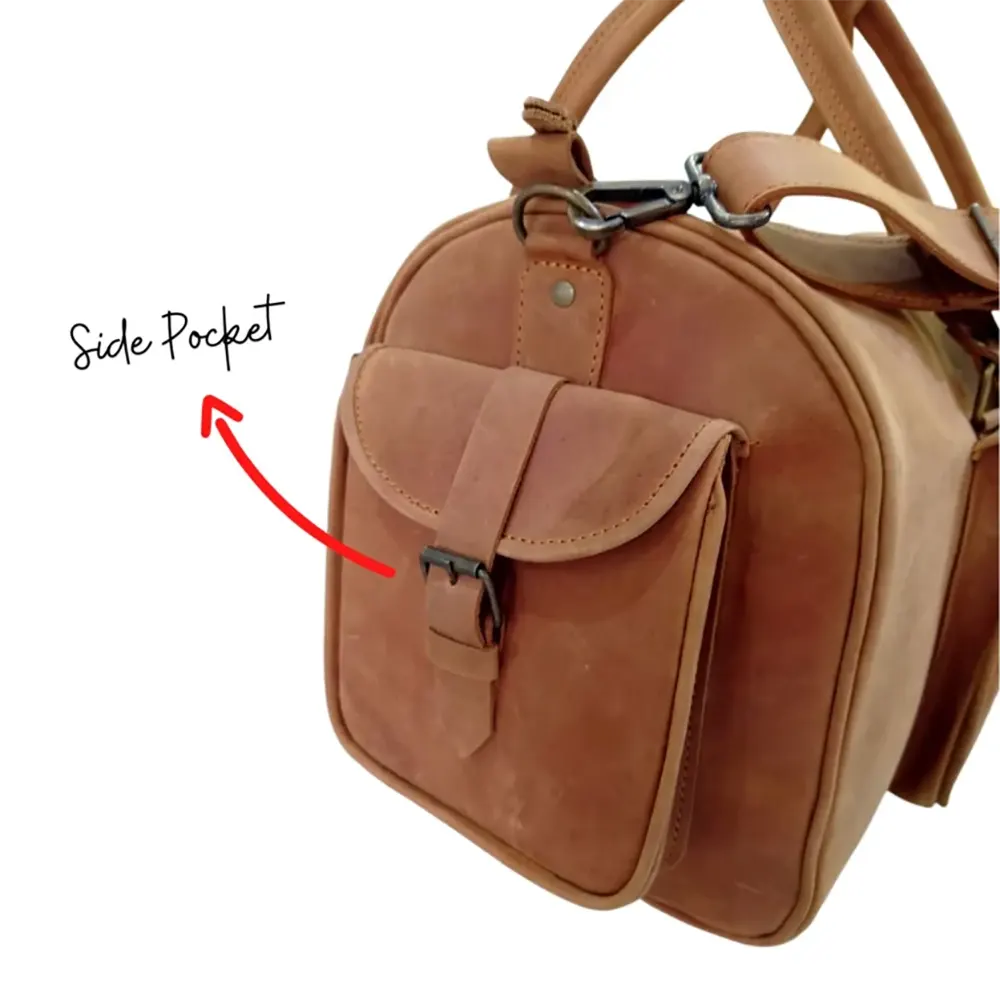Shangrila Tan Leather Duffel Bag – Premium Men’s Travel & Gym Holdall