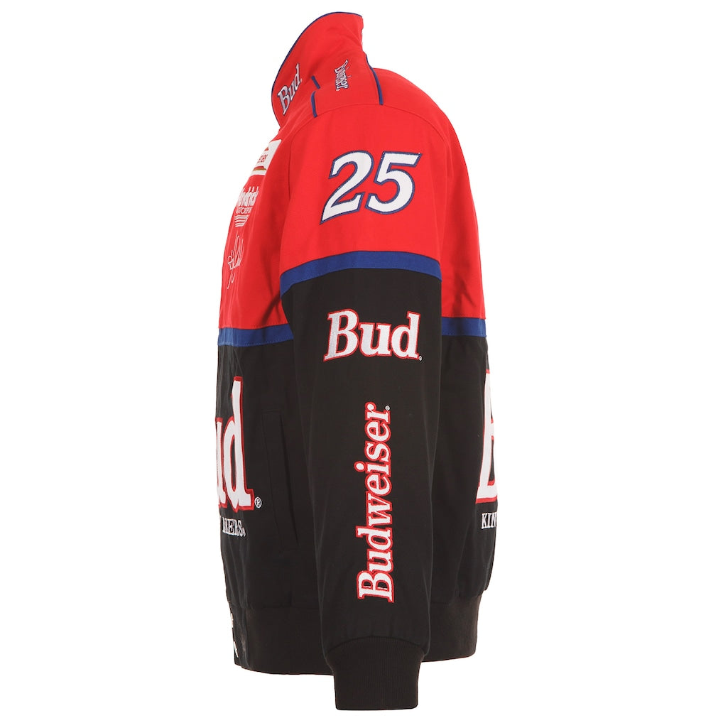 Men's Ken Schrader Black/Red Bud King of Beers Twill Driver Uniform Full-Snap Jacket