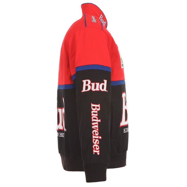 Men's Ken Schrader Black/Red Bud King of Beers Twill Driver Uniform Full-Snap Jacket
