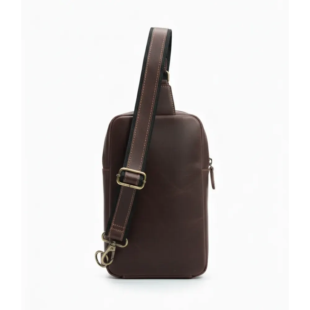 Choco Leather Sling Crossbody Bag