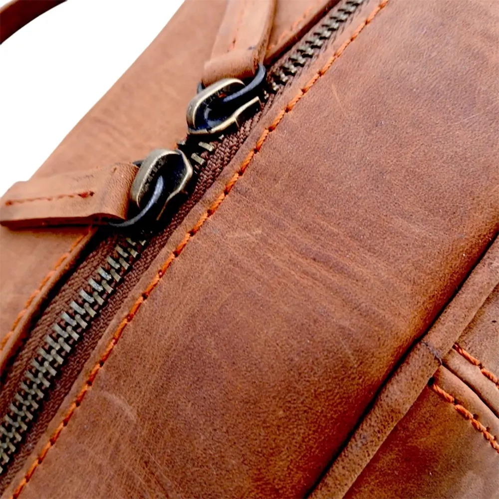 Light Brown Leather Laptop Bag Mustard Cowhide