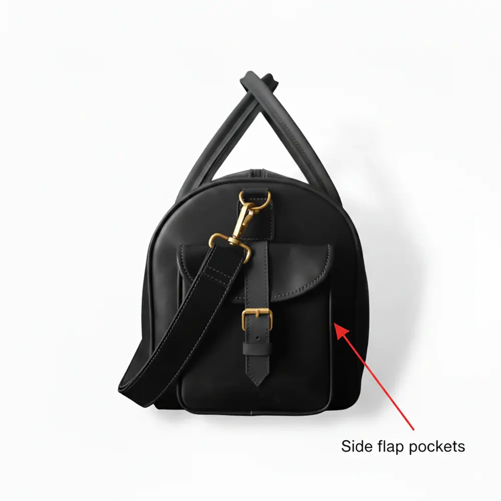 Premium Black Leather Duffel Bag Travel & Weekender Bag