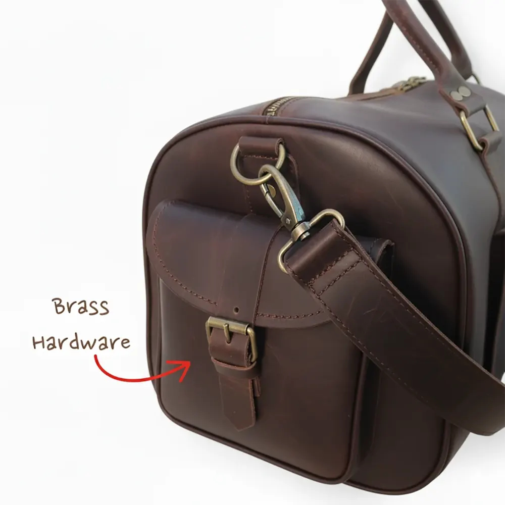 Premium Dark Brown Leather Duffel Bag Travel & Weekender Bag