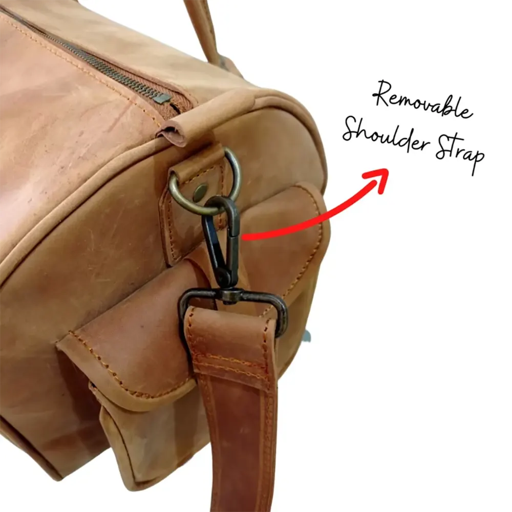 Shangrila Tan Leather Duffel Bag – Premium Men’s Travel & Gym Holdall