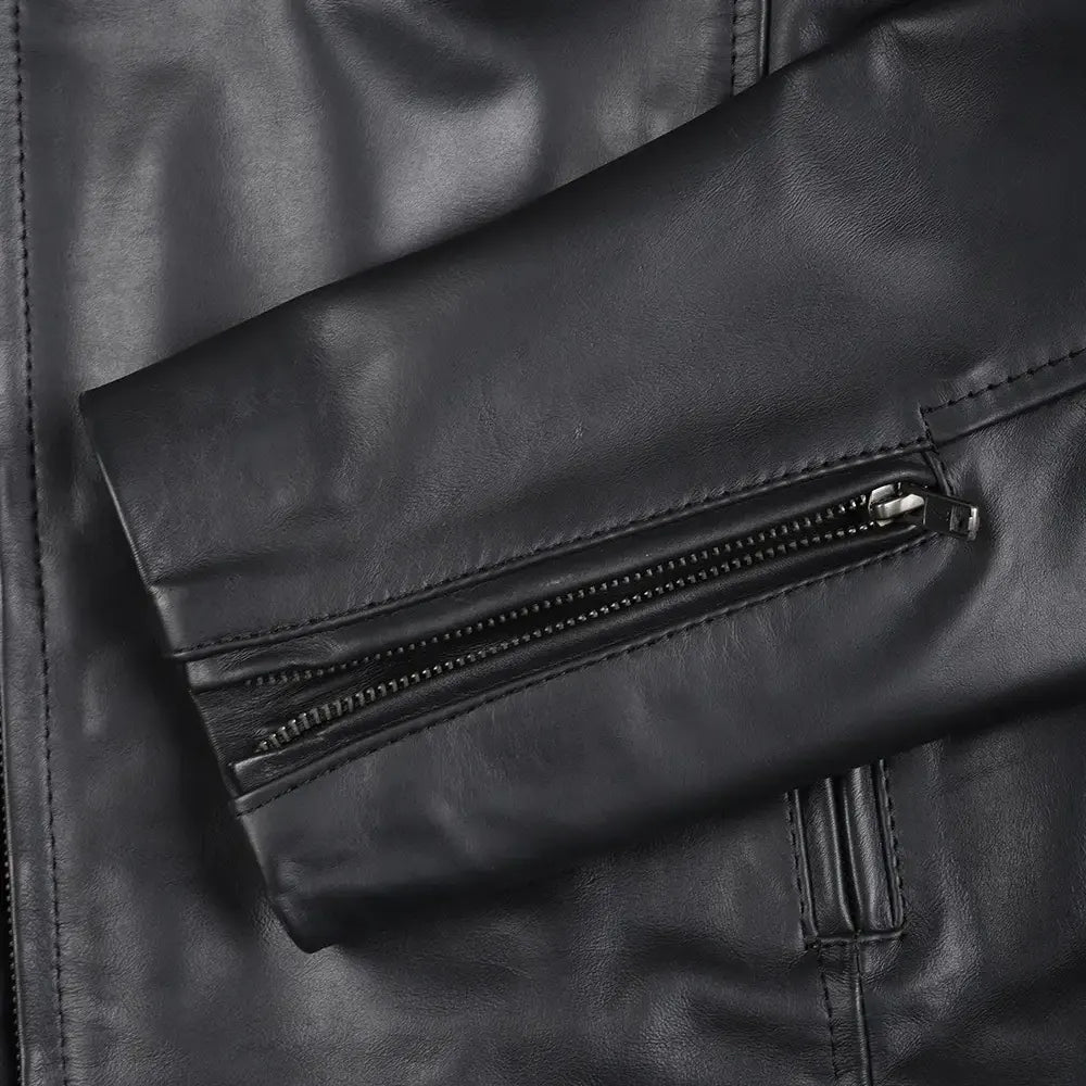 Men Black Cafe Racer Leather Jacket