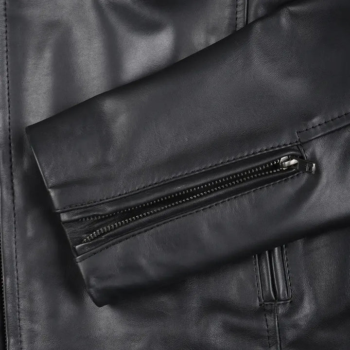 Men Black Cafe Racer Leather Jacket